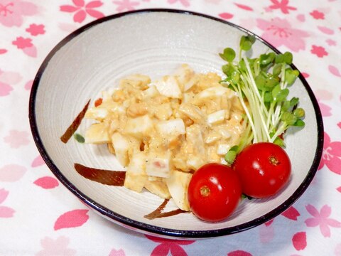 おつまみに♪長芋入り明太きな粉卵サラダ